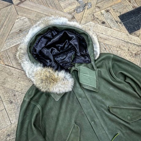 CWORKS【Lur / ﾙﾙ】Leather M65用 hood（OLIVE）(FINE CREEK )