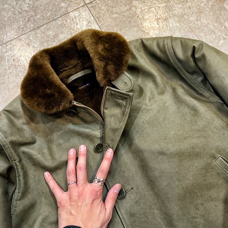 CWORKS【Scope】All Leather N-1 deck jacket OLIVE  ( horse / mouton ) 2026年４月末～2026年１２月末入荷予定！！ご予約