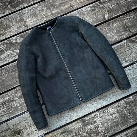 CWORKS【Bouton / ﾊﾞｰﾄﾝ】 Mouton collarless jacket (BLACK) FINE CREEK