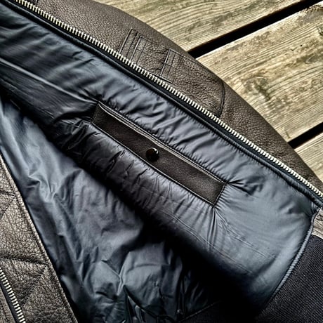 CWORKS【LEA】Leather MA-1 BLACK (FINE CREEK )