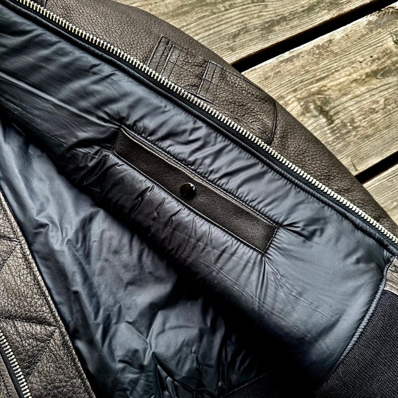 CWORKS【LEA】Leather MA-1 BLACK (FINE CREEK ) | ・