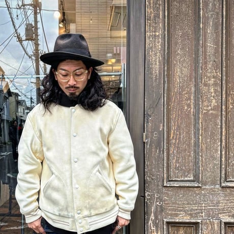 CWORKS【Leaward / ﾘﾜｰﾄﾞ】All Deer Leather Award jacket( IVORY)