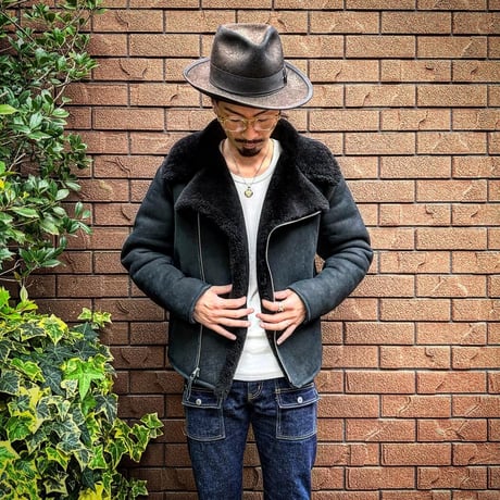 CWORKS【Dout / ﾀﾞｳﾄ】 Mouton riders jacket (BLACK) FINE CREEK