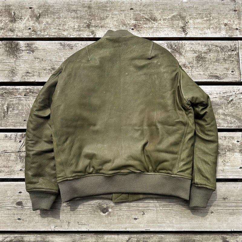 CWORKS【LEA】Leather MA-1 OLIVE (FINE CREEK ) | ・