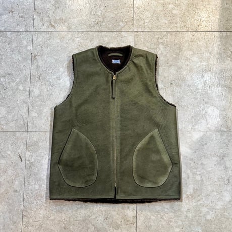 CWORKS【Novelist】All Leather deck vest OLIVE  ( horse / mouton ) 2026年４月末～2026年12月末入荷予定！！ご予約