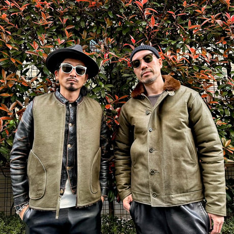 CWORKS【Scope】All Leather N-1 deck jacket OLIVE  ( horse / mouton ) 2026年４月末～2026年１２月末入荷予定！！ご予約