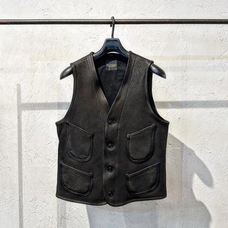 FINE CREEK ＆CO 【Jefferson Deer/ ｼﾞｪﾌｧｰｿﾝﾃﾞｨｱ】 ﾚｻﾞｰﾍﾞｽﾄ（BLACK) 鹿革