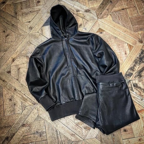MOSSIR【Lornellia /ﾛｰﾈﾘｱ】washable leather full zip hoodie jacket(ﾌｧｲﾝｸﾘｰｸ)