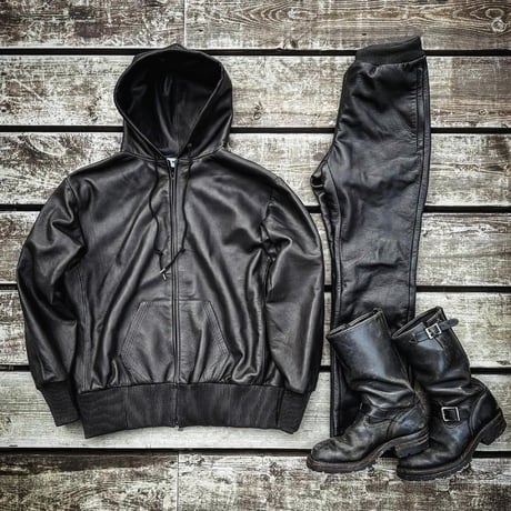 MOSSIR【Lornellia /ﾛｰﾈﾘｱ】washable leather full zip hoodie jacket(ﾌｧｲﾝｸﾘｰｸ)