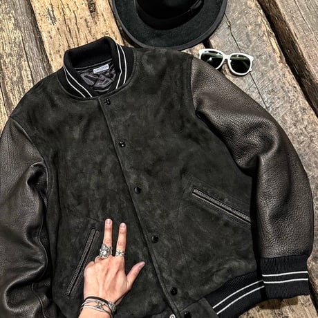 CWORKS【Leaward / ﾘﾜｰﾄﾞ】All Deer Leather Award jacket(BLACK)