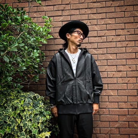 MOSSIR【Lornellia /ﾛｰﾈﾘｱ】washable leather full zip hoodie jacket(ﾌｧｲﾝｸﾘｰｸ)
