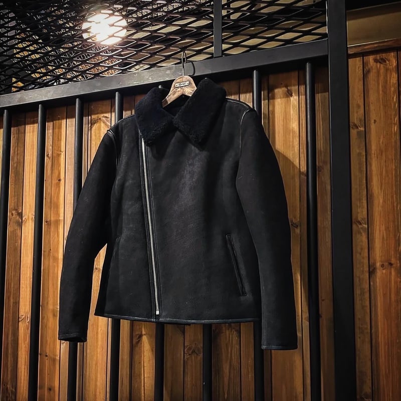 新品未使用　13万安　ファインクリーク レザーズ CWORKS ダウト CWORKS【Dout / ﾀﾞｳﾄ】 Mouton riders jacket (BLACK