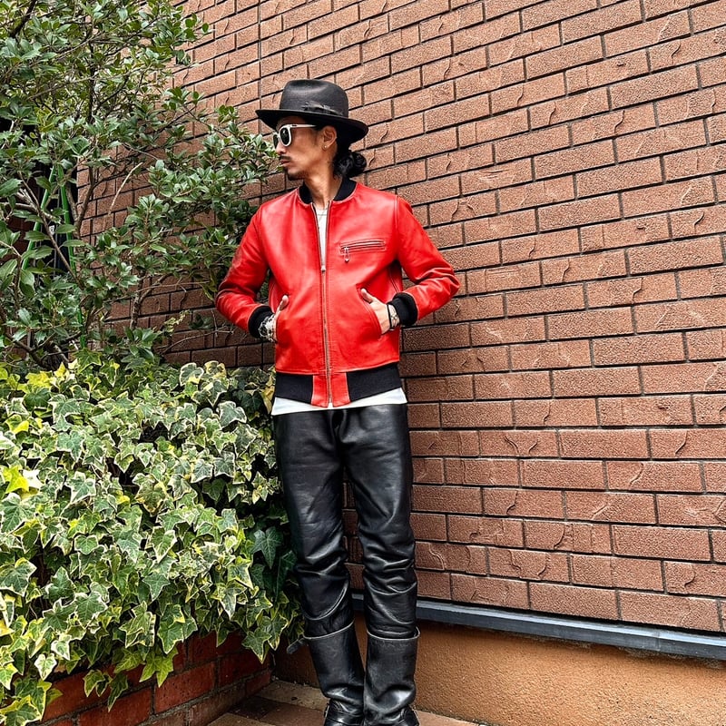 マインデニム　ハリントンジャケット　サイズ2 レッド 機能無地＆起毛チェックリバーシブル仕様 スタンドカラーハリントン