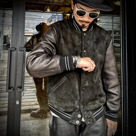 CWORKS【Leaward / ﾘﾜｰﾄﾞ】All Deer Leather Award jacket(BLACK)