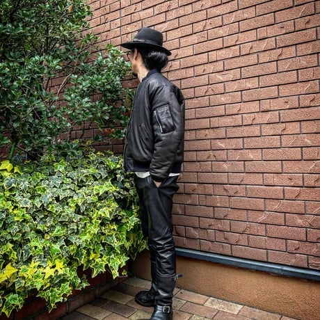 CWORKS【LEA】Leather MA-1 BLACK (FINE CREEK )