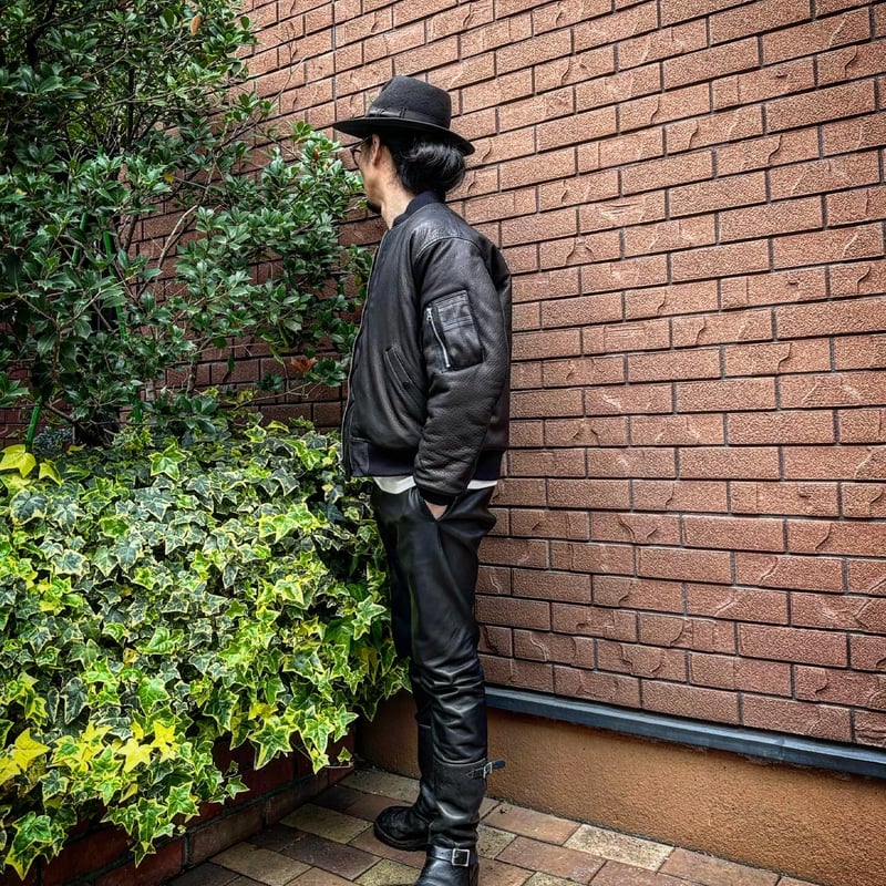 CWORKS【LEA】Leather MA-1 BLACK (FINE CREEK ) | ・