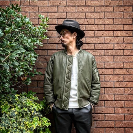 CWORKS【LEA】Leather MA-1 OLIVE (FINE CREEK )