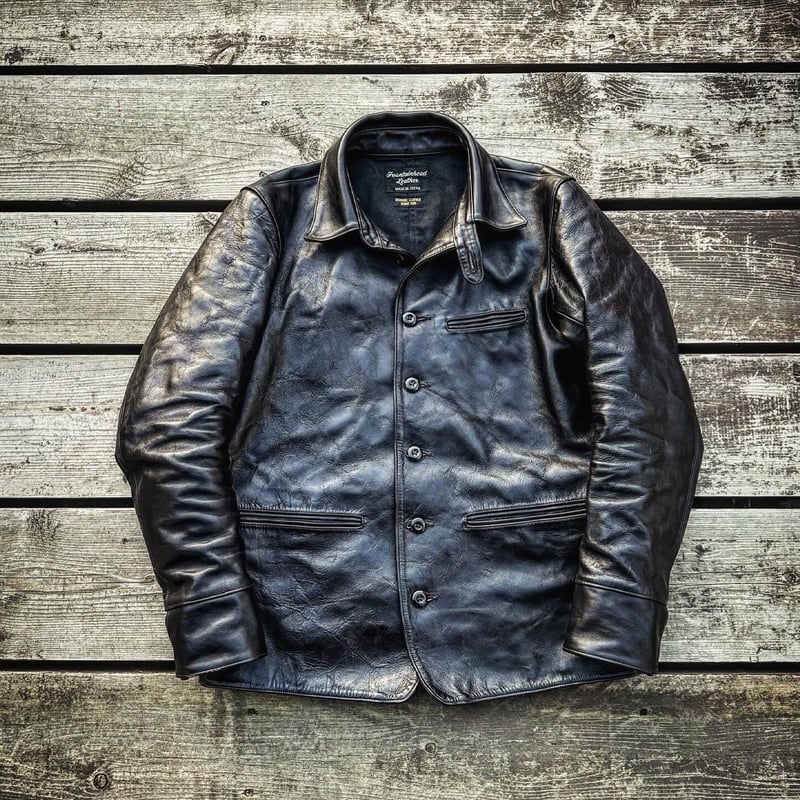 k406 バルマン【11】コート 豚革 ツイード 薄め レザーパイピング 黒 FOUNTAINHEAD LEATHER【MU / ミュウ】【BLACK】2025年11月下旬