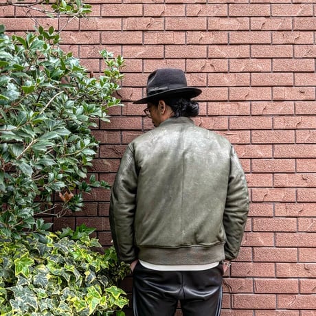 CWORKS【LEA】Leather MA-1 OLIVE (FINE CREEK )