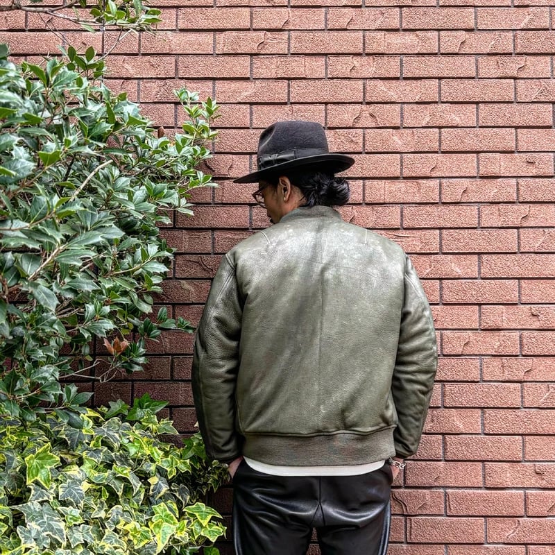 CWORKS【LEA】Leather MA-1 OLIVE (FINE CREEK ) | ・