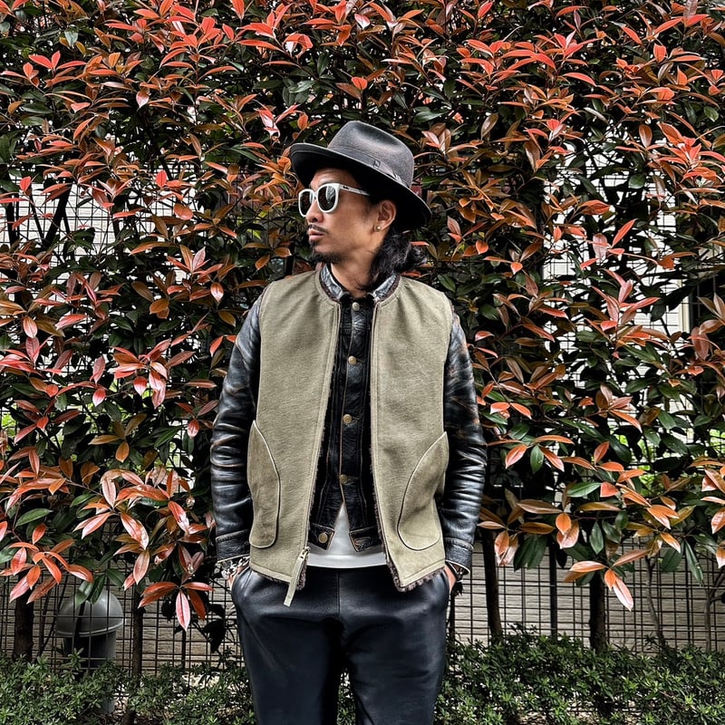 CWORKS【Novelist】All Leather deck vest OLIVE (