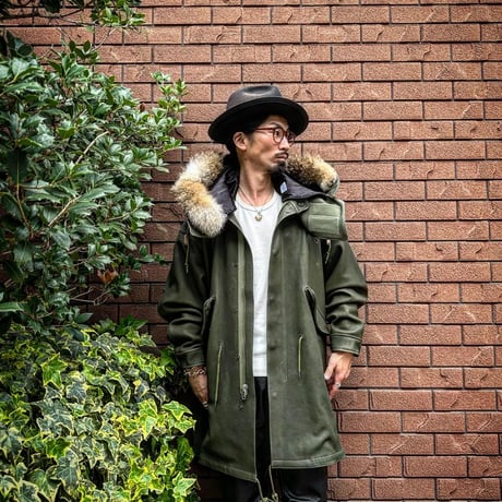 CWORKS【Lur / ﾙﾙ】Leather M65用 hood（OLIVE）(FINE CREEK )