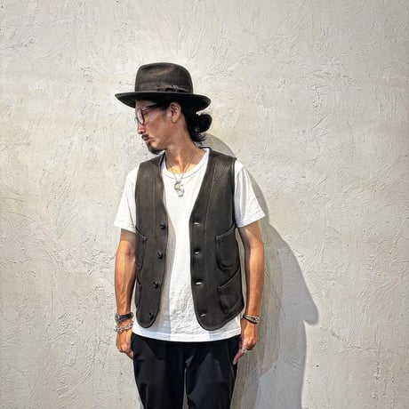 FINE CREEK ＆CO 【Jefferson Deer/ ｼﾞｪﾌｧｰｿﾝﾃﾞｨｱ】 ﾚｻﾞｰﾍﾞｽﾄ（BLACK) 鹿革