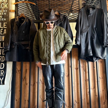 CWORKS【LEA】Leather MA-1 OLIVE (FINE CREEK )