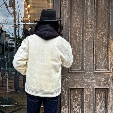 CWORKS【Leaward / ﾘﾜｰﾄﾞ】All Deer Leather Award jacket( IVORY)