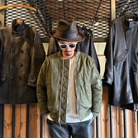 CWORKS【LEA】Leather MA-1 OLIVE (FINE CREEK )