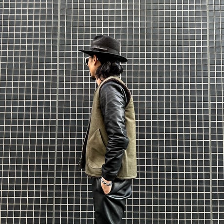 CWORKS【Novelist】All Leather deck vest OLIVE  ( horse / mouton ) 2026年４月末～2026年12月末入荷予定！！ご予約