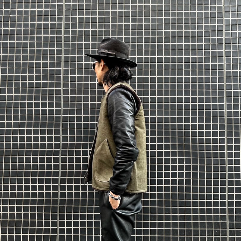 CWORKS【Novelist】All Leather deck vest OLIVE (