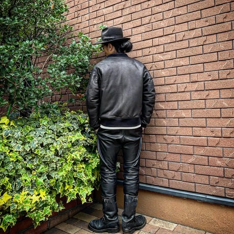 CWORKS【LEA】Leather MA-1 BLACK (FINE CREEK )