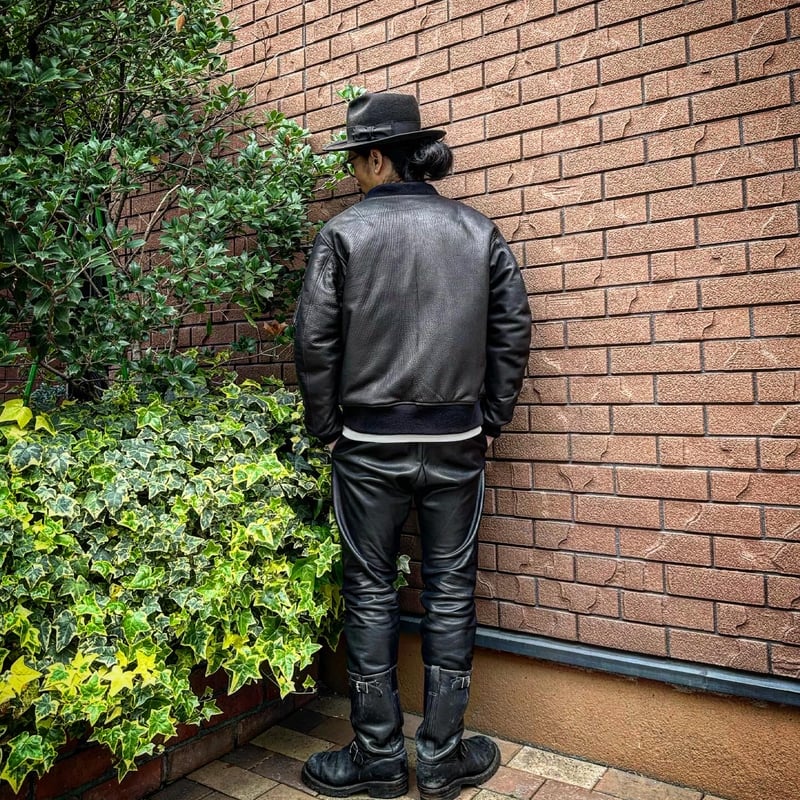 CWORKS【LEA】Leather MA-1 BLACK (FINE CREEK ) | ・