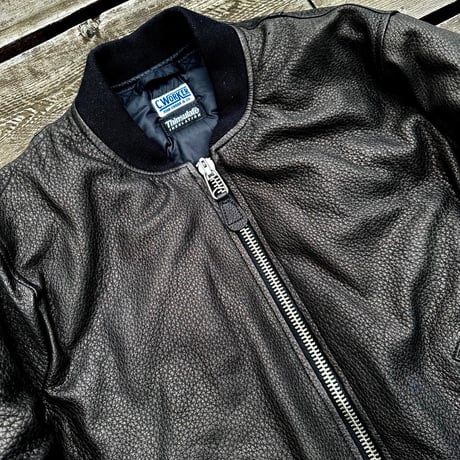 CWORKS【LEA】Leather MA-1 BLACK (FINE CREEK )