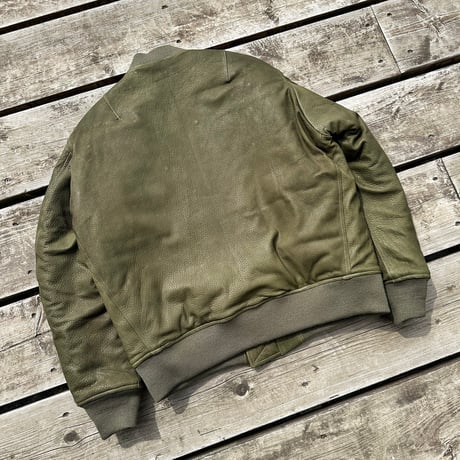 CWORKS【LEA】Leather MA-1 OLIVE (FINE CREEK )