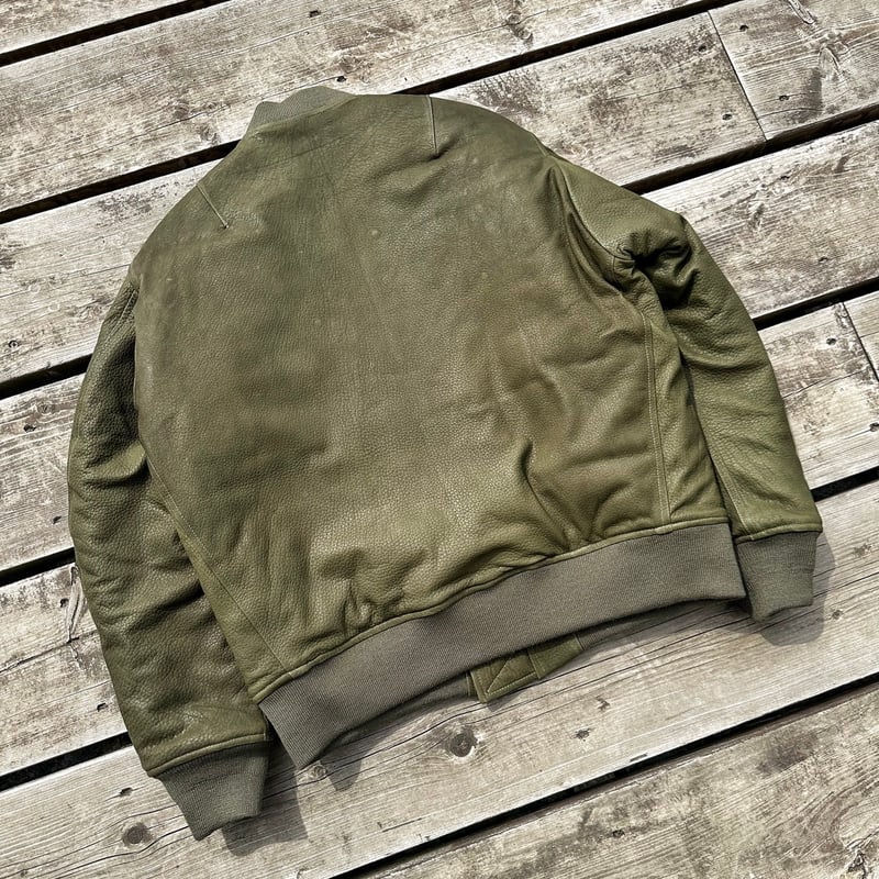 CWORKS【LEA】Leather MA-1 OLIVE (FINE CREEK ) | ・