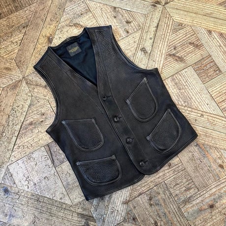 FINE CREEK ＆CO 【Jefferson Deer/ ｼﾞｪﾌｧｰｿﾝﾃﾞｨｱ】 ﾚｻﾞｰﾍﾞｽﾄ（BLACK) 鹿革