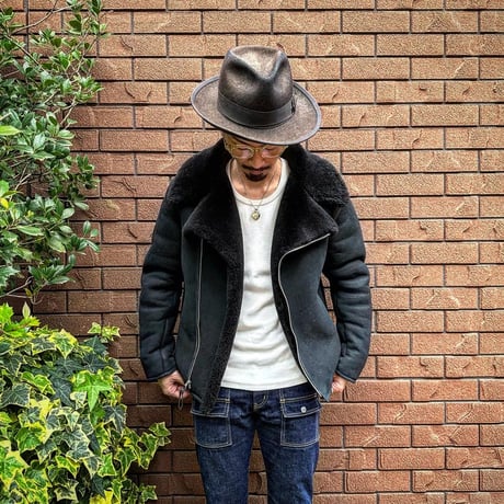 CWORKS【Dout / ﾀﾞｳﾄ】 Mouton riders jacket (BLACK) FINE CREEK