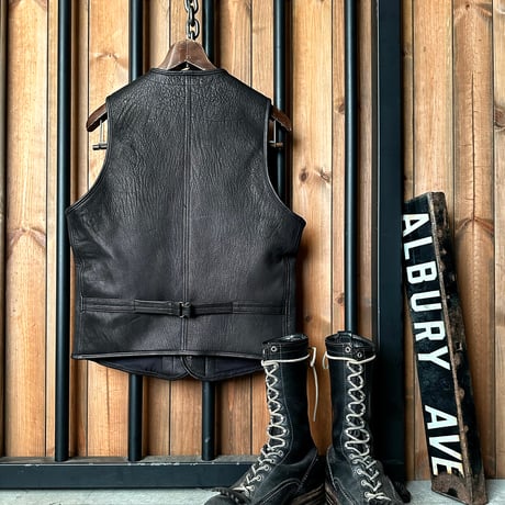 FINE CREEK ＆CO 【Jefferson Deer/ ｼﾞｪﾌｧｰｿﾝﾃﾞｨｱ】 ﾚｻﾞｰﾍﾞｽﾄ（BLACK) 鹿革
