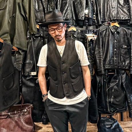 FINE CREEK ＆CO 【Jefferson Deer/ ｼﾞｪﾌｧｰｿﾝﾃﾞｨｱ】 ﾚｻﾞｰﾍﾞｽﾄ（BLACK) 鹿革