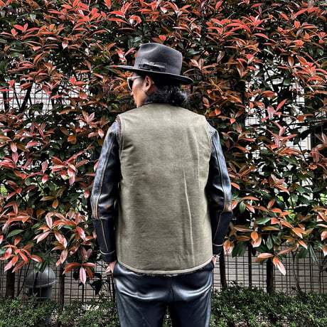 CWORKS【Novelist】All Leather deck vest OLIVE  ( horse / mouton ) 2026年４月末～2026年12月末入荷予定！！ご予約