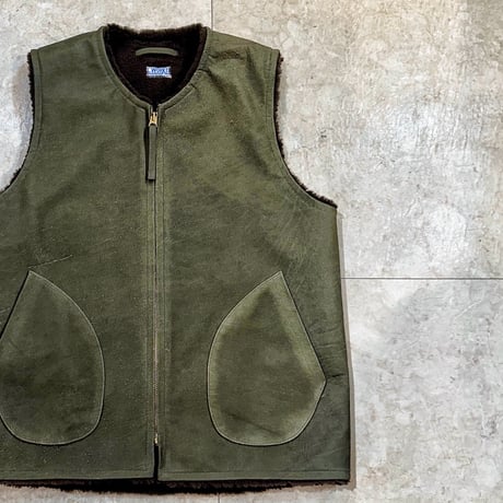 CWORKS【Novelist】All Leather deck vest OLIVE  ( horse / mouton ) 2026年４月末～2026年12月末入荷予定！！ご予約
