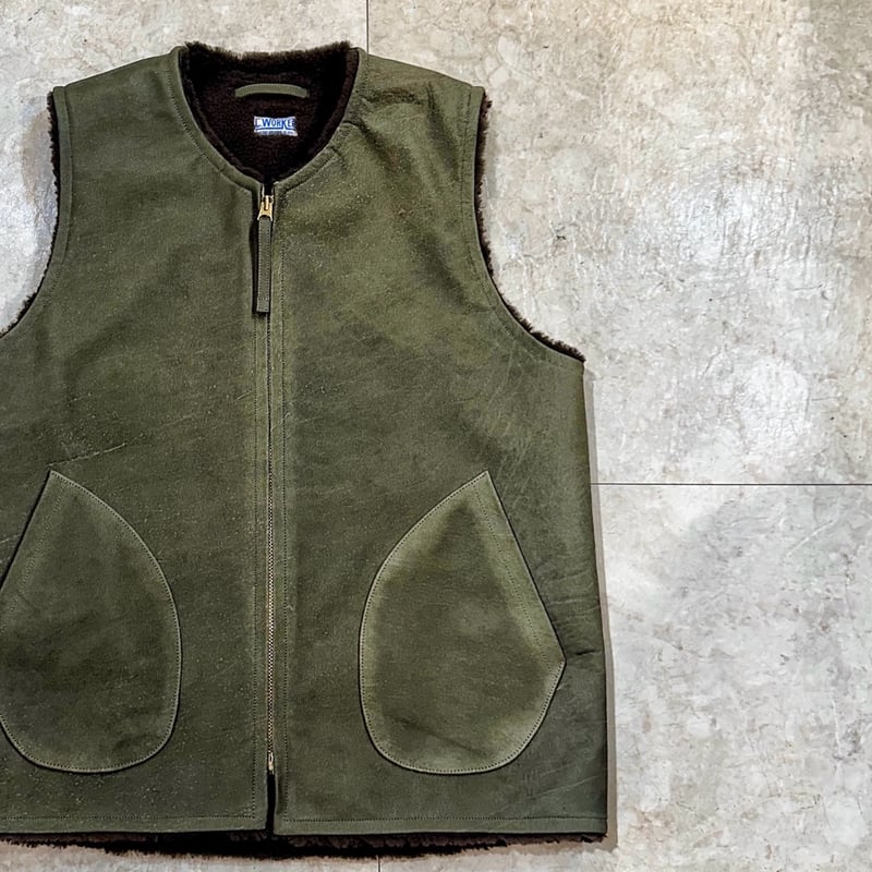 CWORKS【Novelist】All Leather deck vest OLIVE (