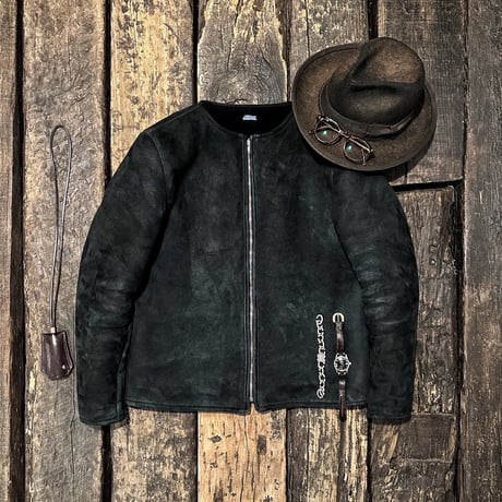 CWORKS【Bouton / ﾊﾞｰﾄﾝ】 Mouton collarless jacket (BLACK) FINE CREEK