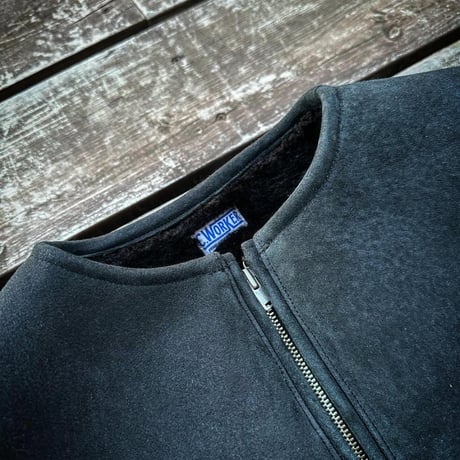 CWORKS【Bouton / ﾊﾞｰﾄﾝ】 Mouton collarless jacket (BLACK) FINE CREEK