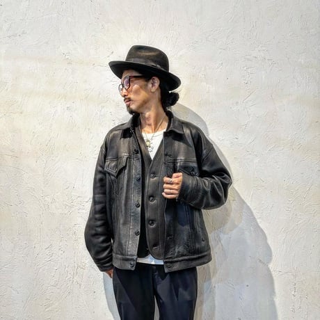 FINE CREEK ＆CO 【Jefferson Deer/ ｼﾞｪﾌｧｰｿﾝﾃﾞｨｱ】 ﾚｻﾞｰﾍﾞｽﾄ（BLACK) 鹿革