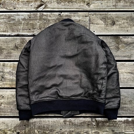 CWORKS【LEA】Leather MA-1 BLACK (FINE CREEK )
