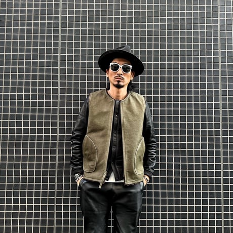 CWORKS【Novelist】All Leather deck vest OLIVE  ( horse / mouton ) 2026年４月末～2026年12月末入荷予定！！ご予約