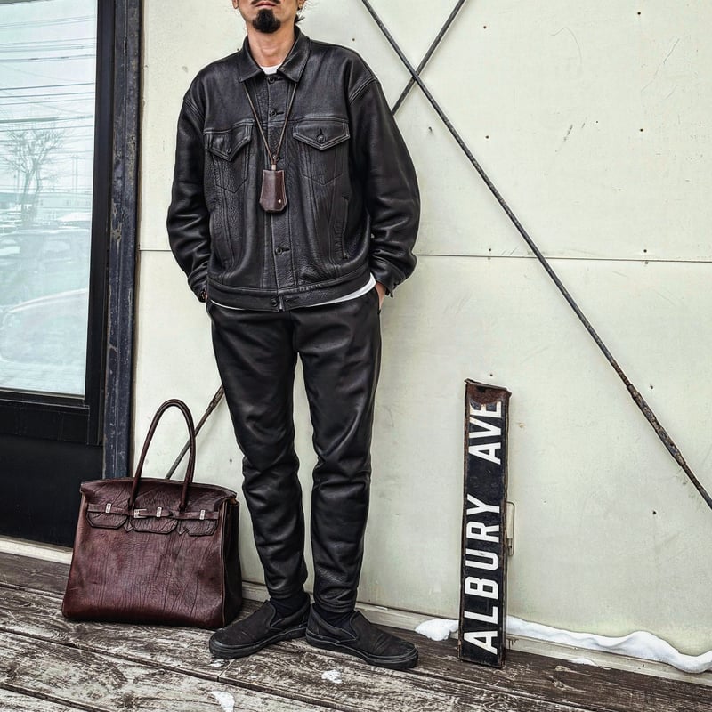 MOSSIR【Lender / ﾚﾝﾀﾞｰ】washable leather sweat pa